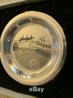 Franklin Mint Plate'winter Fox' Solid Sterling Silver Limited Edition