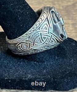Franklin Mint Power Emerald Isle Celtic Cross Ring SZ 10 Sterling Silver 925 16g