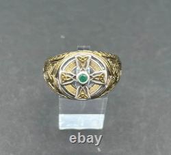 Franklin Mint Power Emerald Isle Celtic Cross Ring SZ 14 Sterling Silver