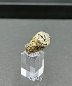 Franklin Mint Power Emerald Isle Celtic Cross Ring SZ 14 Sterling Silver