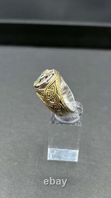 Franklin Mint Power Emerald Isle Celtic Cross Ring SZ 14 Sterling Silver