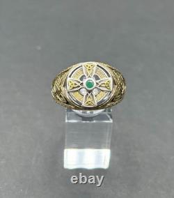 Franklin Mint Power Emerald Isle Celtic Cross Ring SZ 14 Sterling Silver