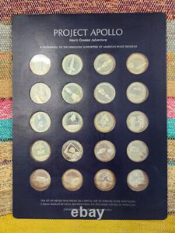 Franklin Mint Project Apollo 20 Sterling Medals with Silver from Apollo XIII 13