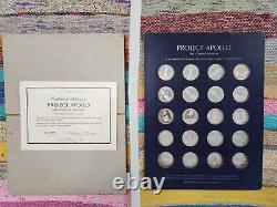 Franklin Mint Project Apollo 20 Sterling Medals with Silver from Apollo XIII 13