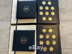 Franklin Mint Proof Set 100 Sterling Silver Medals (Gold Plated) 63.5 Oz