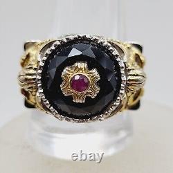 Franklin Mint Ring Guardian Shadows Gargoyle Ruby Onyx Sterling Silver Ring 13