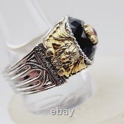 Franklin Mint Ring Guardian Shadows Gargoyle Ruby Onyx Sterling Silver Ring 13