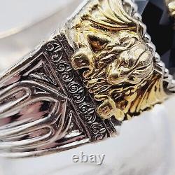 Franklin Mint Ring Guardian Shadows Gargoyle Ruby Onyx Sterling Silver Ring 13