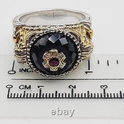 Franklin Mint Ring Guardian Shadows Gargoyle Ruby Onyx Sterling Silver Ring 13