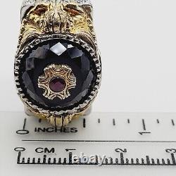 Franklin Mint Ring Guardian Shadows Gargoyle Ruby Onyx Sterling Silver Ring 13