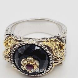 Franklin Mint Ring Guardian Shadows Gargoyle Ruby Onyx Sterling Silver Ring 13