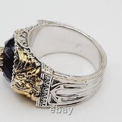 Franklin Mint Ring Guardian Shadows Gargoyle Ruby Onyx Sterling Silver Ring 13