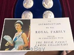 Franklin Mint Royal Family 6 Sterling Silver Cameos-Queen Elizabeth II- Philip