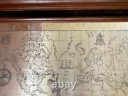 Franklin Mint Royal Geographical Society Sterling Silver Map Framed 1976