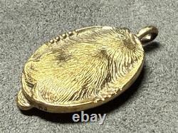 Franklin Mint STERLING SILVER CAT FELINE BLUE SAPPHIRE 3d Gold Overlay Pendant