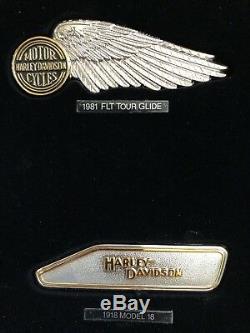 Franklin Mint Set Of 12 Sterling Silver & Gold Harley Davidson Insignia Badges