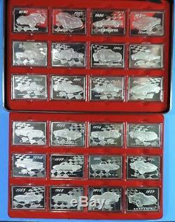 Franklin Mint Set of 24 Different Greatest Corvettes Sterling Silver Art Bars