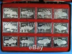 Franklin Mint Set of 24 Different Greatest Corvettes Sterling Silver Art Bars