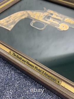 Franklin Mint Smith Wesson Model 3 American 24k Gold Sterling Silver Silhouette