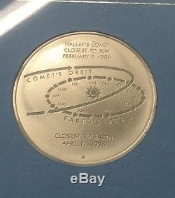 Franklin Mint Solid Sterling Silver Limited Edition Coin Halley's Comet 1986