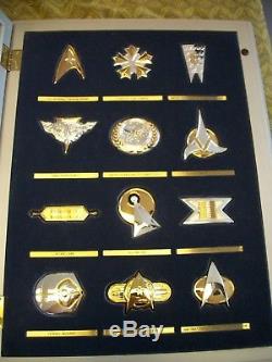 Franklin Mint Star Trek. 925 Sterling Silver & Gold Plated 12 Badge Insignia Set
