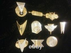 Franklin Mint Star Trek. 925 Sterling Silver Gold Plated Insignia Badges