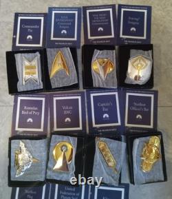 Franklin Mint Star Trek Insignia Badges Sterling Silver Framed 24K Gold Set