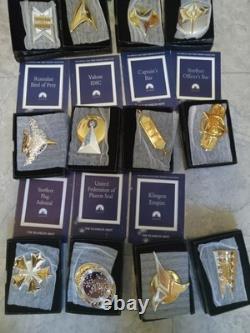Franklin Mint Star Trek Insignia Badges Sterling Silver Framed 24K Gold Set