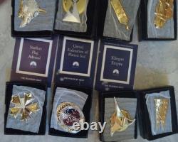 Franklin Mint Star Trek Insignia Badges Sterling Silver Framed 24K Gold Set