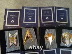 Franklin Mint Star Trek Insignia Badges Sterling Silver Framed 24K Gold Set