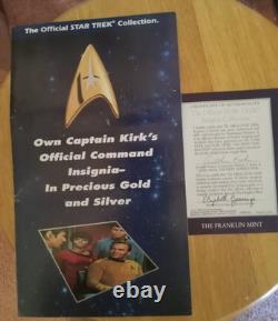 Franklin Mint Star Trek Insignia Badges Sterling Silver Framed 24K Gold Set