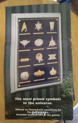 Franklin Mint Star Trek Insignia Badges Sterling Silver Framed 24K Gold Set
