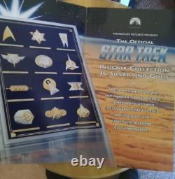 Franklin Mint Star Trek Insignia Badges Sterling Silver Framed 24K Gold Set