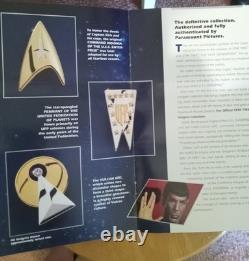 Franklin Mint Star Trek Insignia Badges Sterling Silver Framed 24K Gold Set