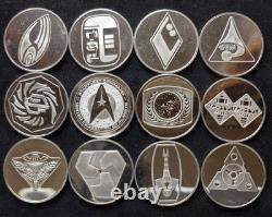 Franklin Mint Star Trek Intergalactic 12 Coin Set 925 Sterling Silver Proof 1993