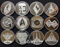 Franklin Mint Star Trek Intergalactic 12 Coin Set 925 Sterling Silver Proof 1993