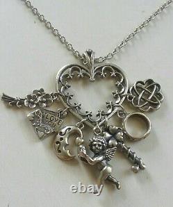Franklin Mint Sterling 7 Symbols Of Love Charm Holder Pendant Necklace Fm 83