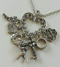 Franklin Mint Sterling 7 Symbols Of Love Charm Holder Pendant Necklace Fm 83