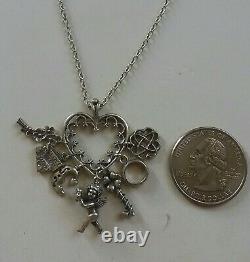 Franklin Mint Sterling 7 Symbols Of Love Charm Holder Pendant Necklace Fm 83