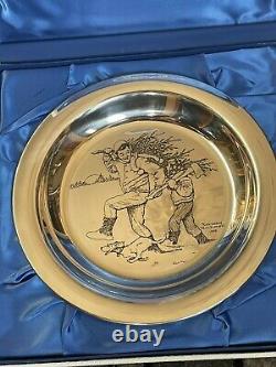 Franklin Mint, Sterling, Limited Edition Norman Rockwell Bringing Home Tree 1970