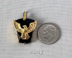 Franklin Mint Sterling Silver & 10K Gold Eagle on Black Onyx PENDANTA681