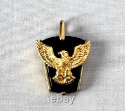 Franklin Mint Sterling Silver & 10K Gold Eagle on Black Onyx PENDANTA681