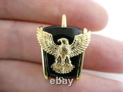 Franklin Mint Sterling Silver 10K Yellow Gold Eagle on Black Onyx Pendant 9.4g