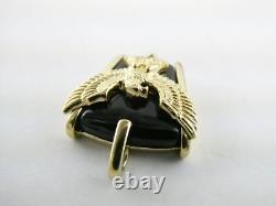 Franklin Mint Sterling Silver 10K Yellow Gold Eagle on Black Onyx Pendant 9.4g