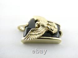 Franklin Mint Sterling Silver 10K Yellow Gold Eagle on Black Onyx Pendant 9.4g