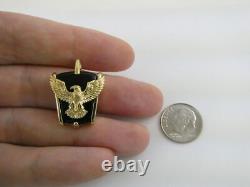 Franklin Mint Sterling Silver 10K Yellow Gold Eagle on Black Onyx Pendant 9.4g