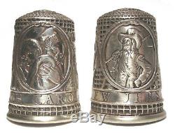 Franklin Mint Sterling Silver 13 Colonies Thimbles with Glass Dome c. 1978