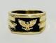 Franklin Mint Sterling Silver 14k Gold Onyx Eagle Men Ring Sz 12.5 Heavy Estate