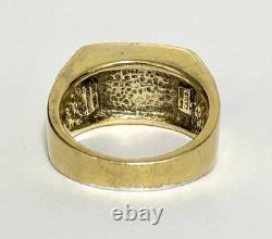 Franklin Mint Sterling Silver 14K Gold Onyx Eagle Men Ring Sz 12.5 Heavy Estate