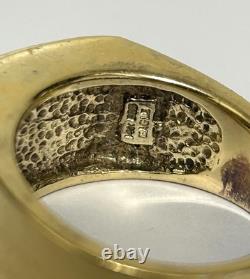 Franklin Mint Sterling Silver 14K Gold Onyx Eagle Men Ring Sz 12.5 Heavy Estate